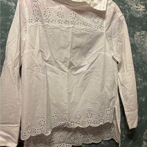 Women’s White Eyelet Long-Sleeve Top